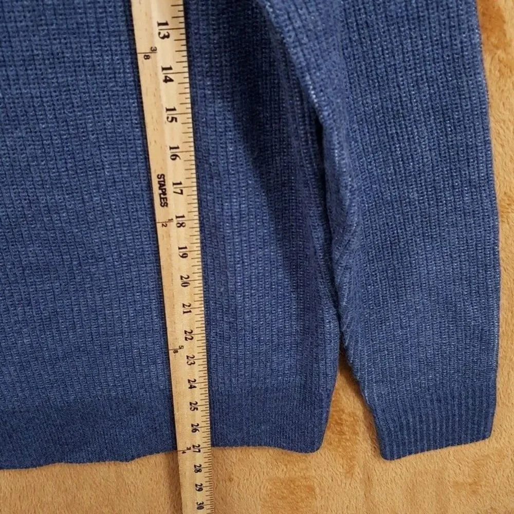 BLOOMINGDALES Sweater Mens Medium Blue Quarter Zip 100% Merino Wool $268